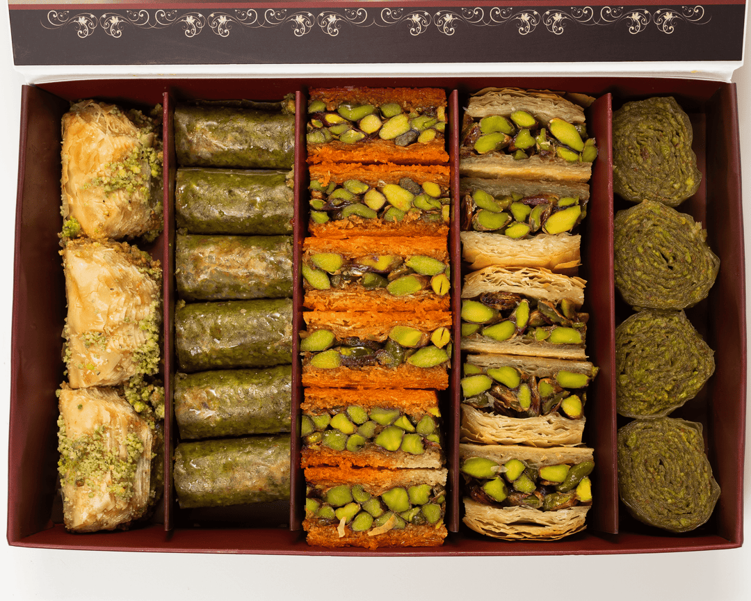 Al-Hamdani Sweets 1.5 lb Baklava Deluxe Assortment Mix with Extra Pistachio