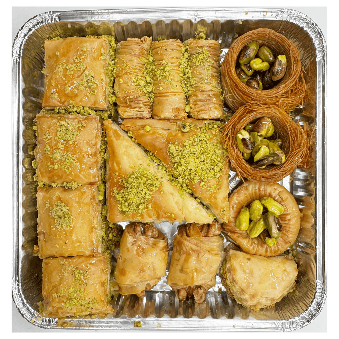 Al Hamdani Sweets 1 Tray Baklava Mix Tray with Pistachio, Almond & Walnuts