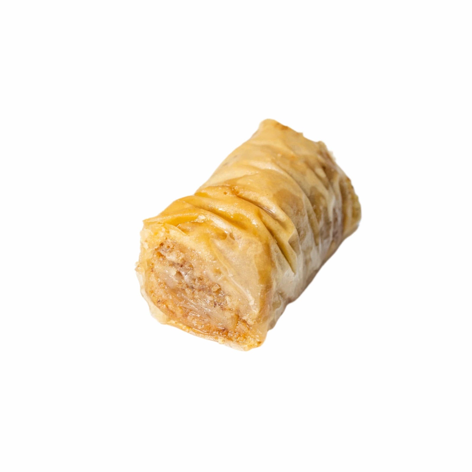 Burma walnut roll baklava — golden rolled phyllo cylinders filled with chopped walnuts and soaked in honey syrup